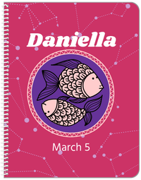 Thumbnail for Personalized Zodiac Sign Notebook - Constellation Circle - Pisces - Front View