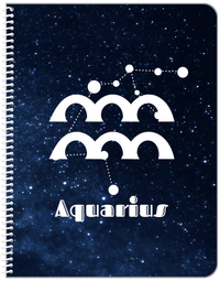 Thumbnail for Personalized Zodiac Sign Notebook - Night Sky - Aquarius - Front View