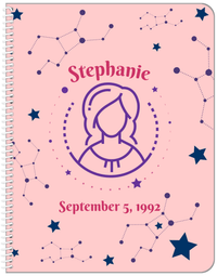 Thumbnail for Personalized Zodiac Sign Notebook - Constellation - Virgo - Front View