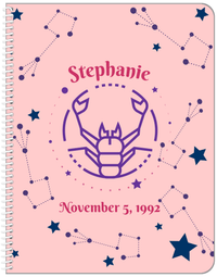 Thumbnail for Personalized Zodiac Sign Notebook - Constellation - Scorpio - Front View