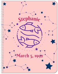 Thumbnail for Personalized Zodiac Sign Notebook - Constellation - Pisces - Front View