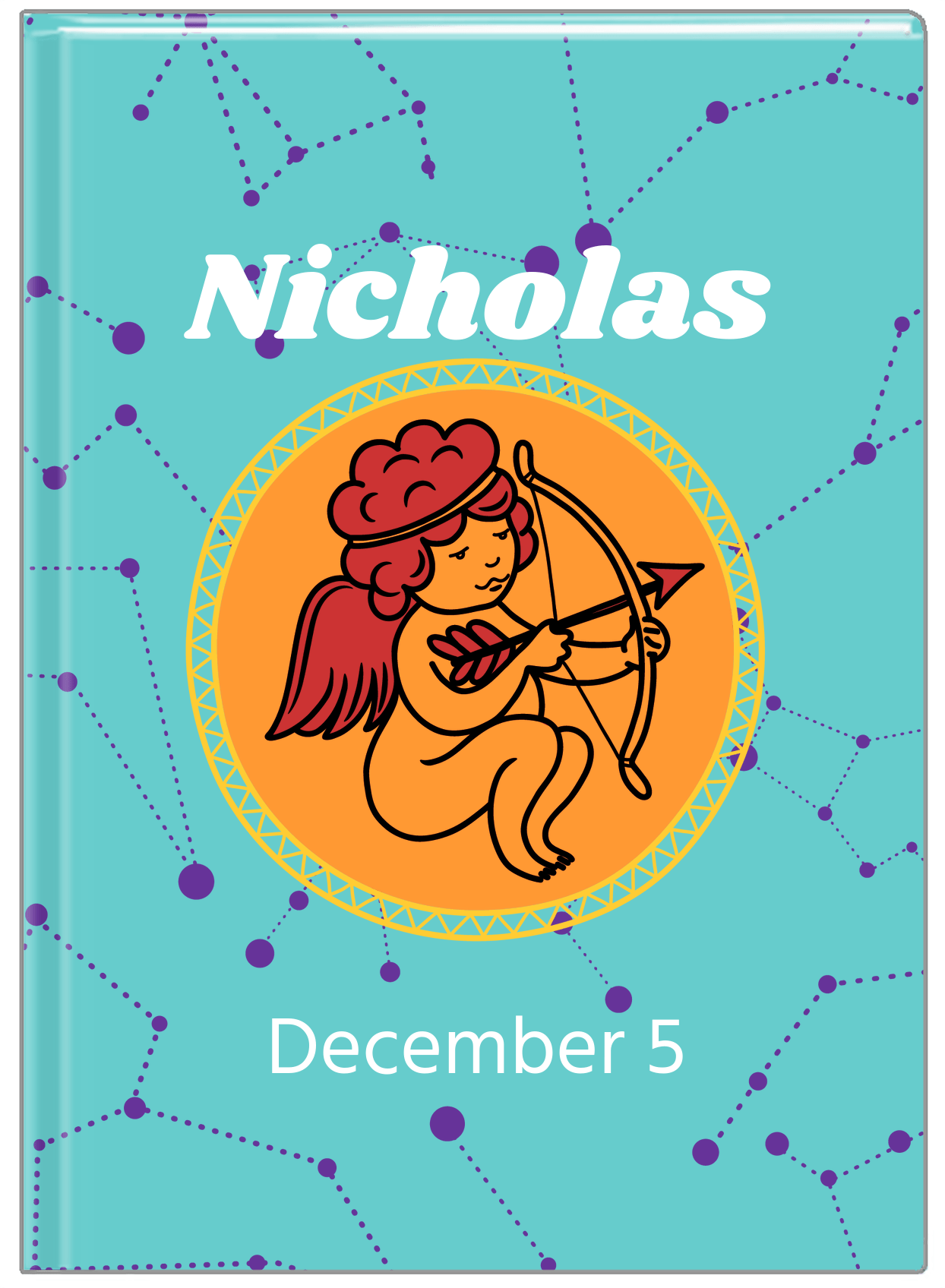 Personalized Zodiac Sign Journal - Constellation Circle - Sagittarius - Front View