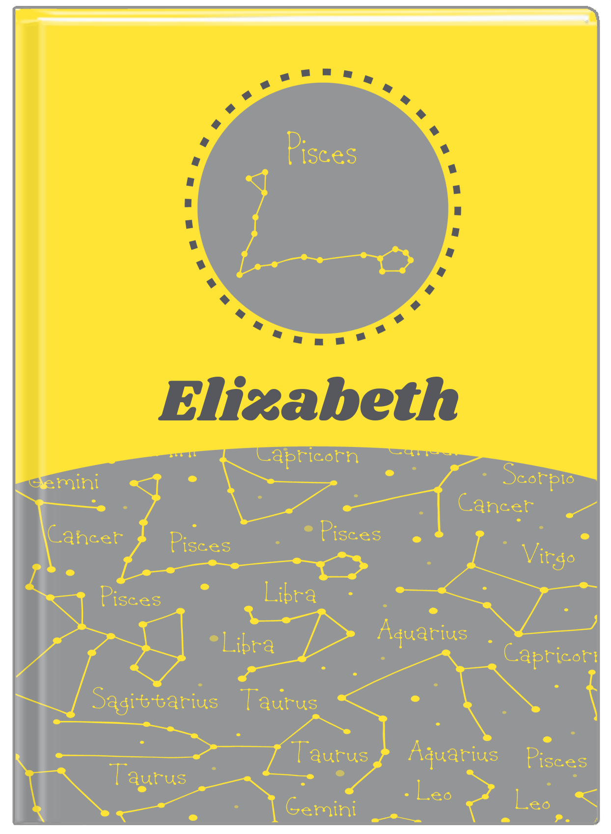 Personalized Zodiac Sign Journal - Constellation Circle - Pisces - Front View