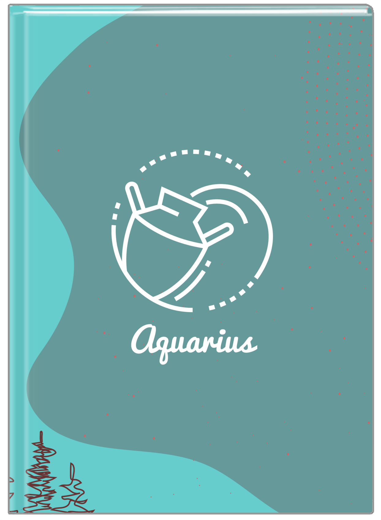 Personalized Zodiac Sign Journal - Line Art - Aquarius - Front View