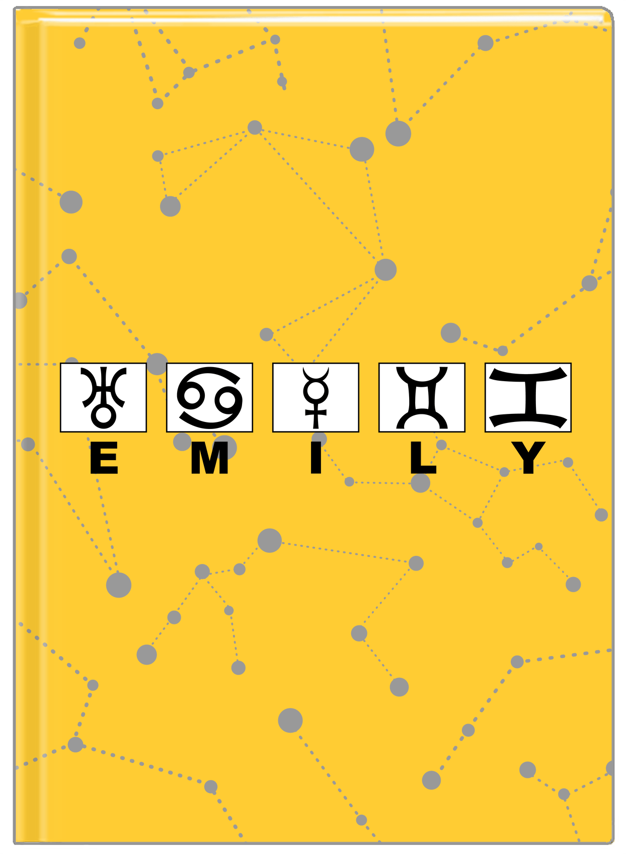 Personalized Zodiac Sign Journal - Constellation Font - Front View