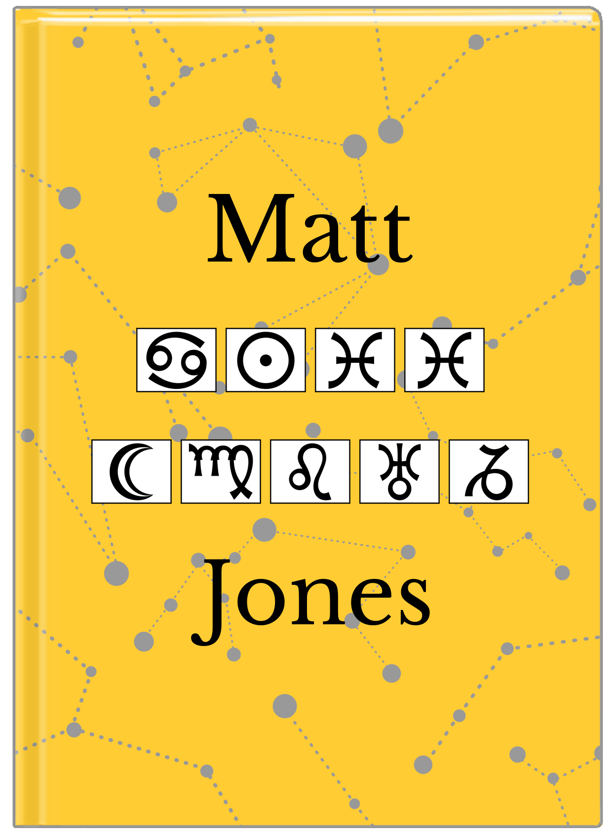 Personalized Zodiac Sign Journal - Zodiac Font - Front View