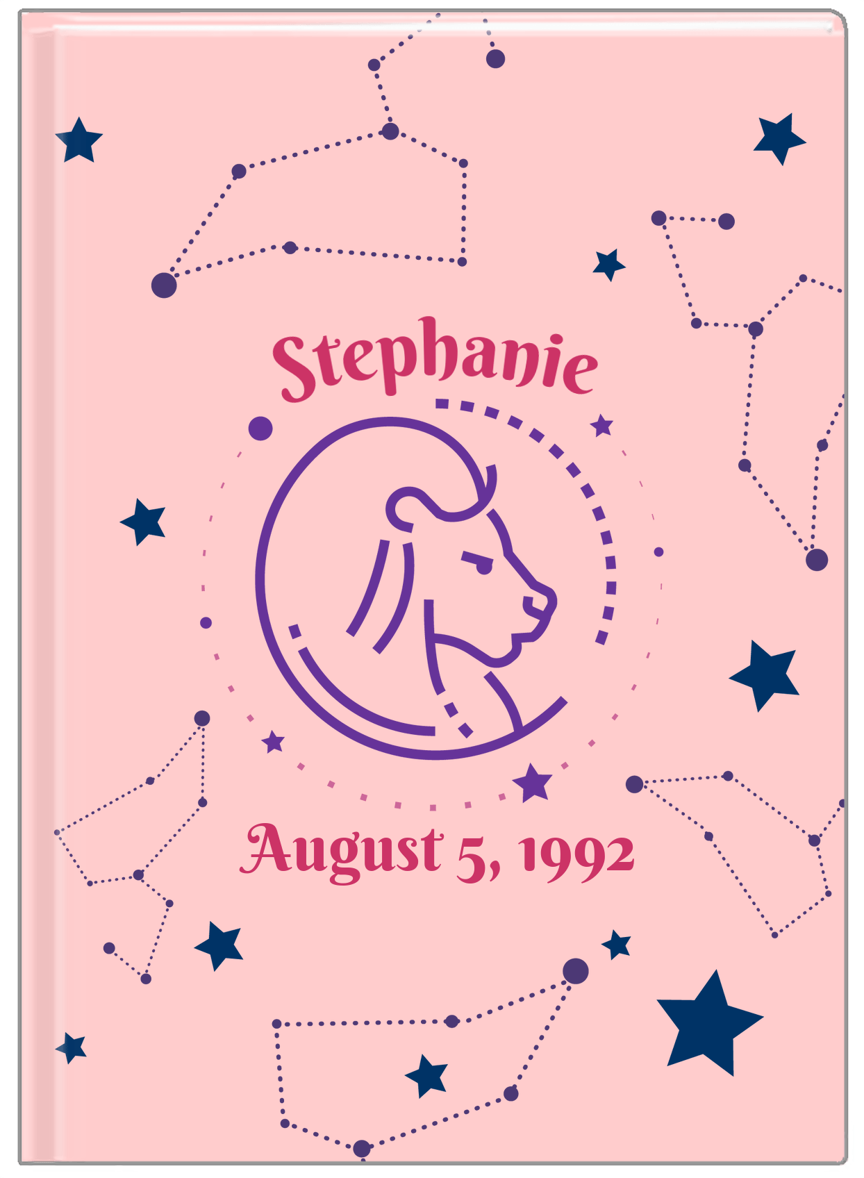Personalized Zodiac Sign Journal - Constellation - Leo - Front View