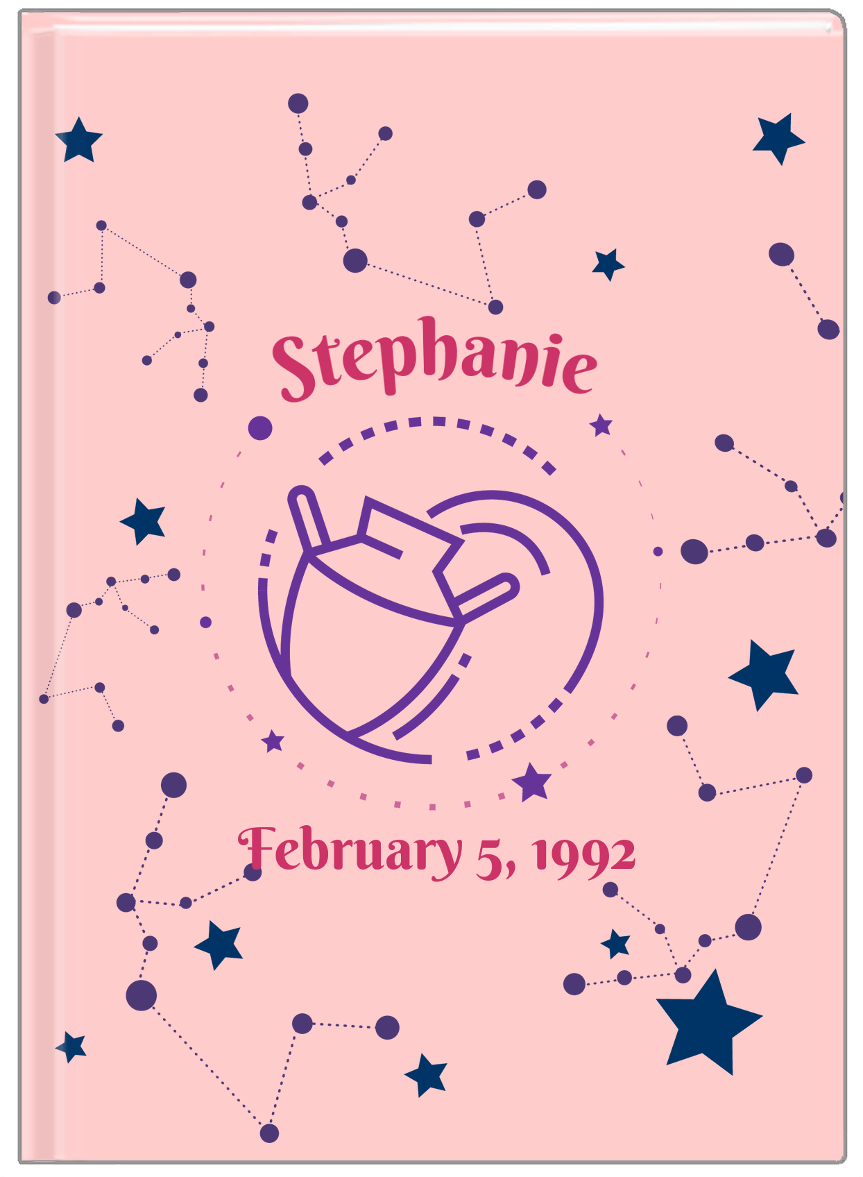 Personalized Zodiac Sign Journal - Constellation - Aquarius - Front View