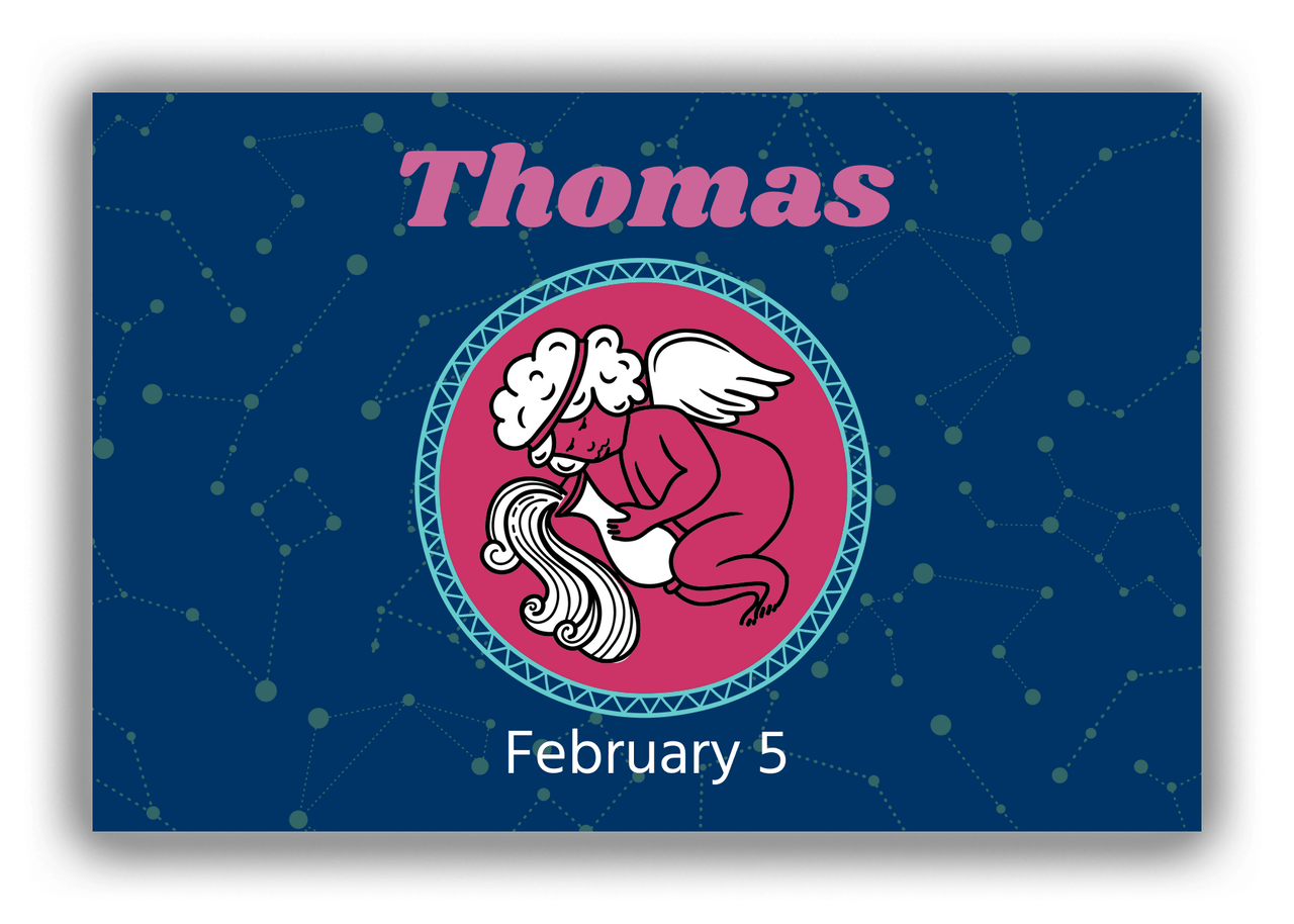 Personalized Zodiac Sign Canvas Wrap & Photo Print - Constellation Circle - Aquarius - Front View