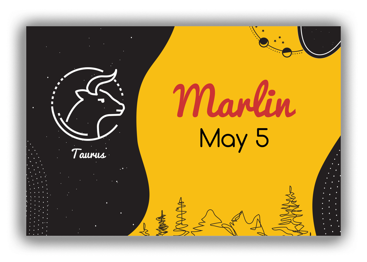 Personalized Zodiac Sign Canvas Wrap & Photo Print - Line Art - Taurus - Front View