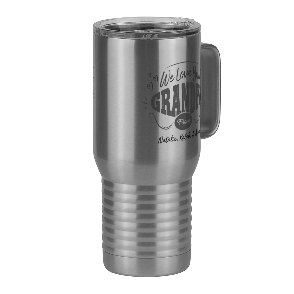Personalized We Love You Grandpa Travel Coffee Mug Tumbler with Handle (20 oz) - Front Right View