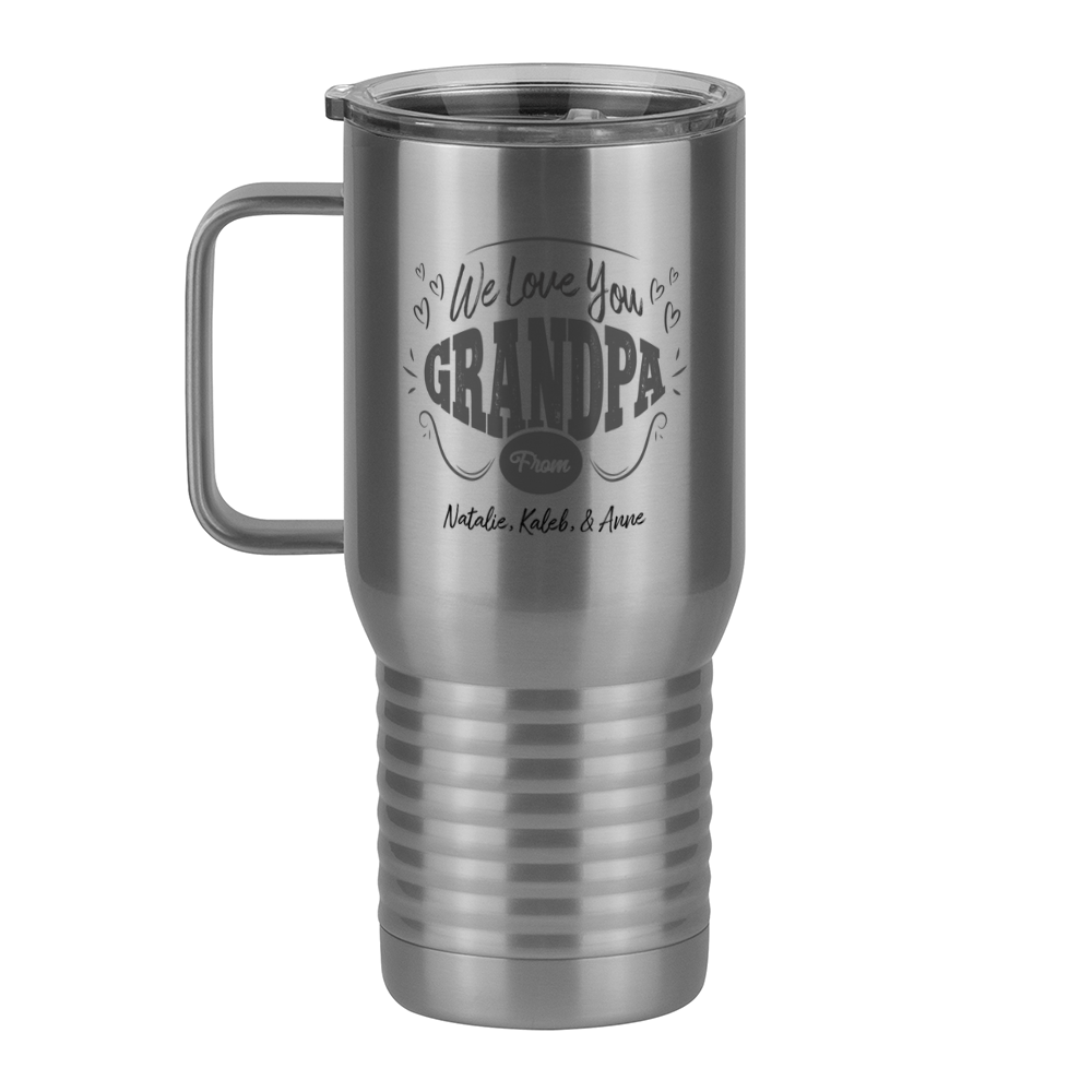 Personalized We Love You Grandpa Travel Coffee Mug Tumbler with Handle (20 oz) - Left View