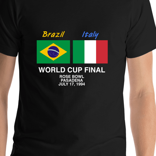 1994 Brazil vs Italy T-Shirt - Black - Shirt Close-Up View