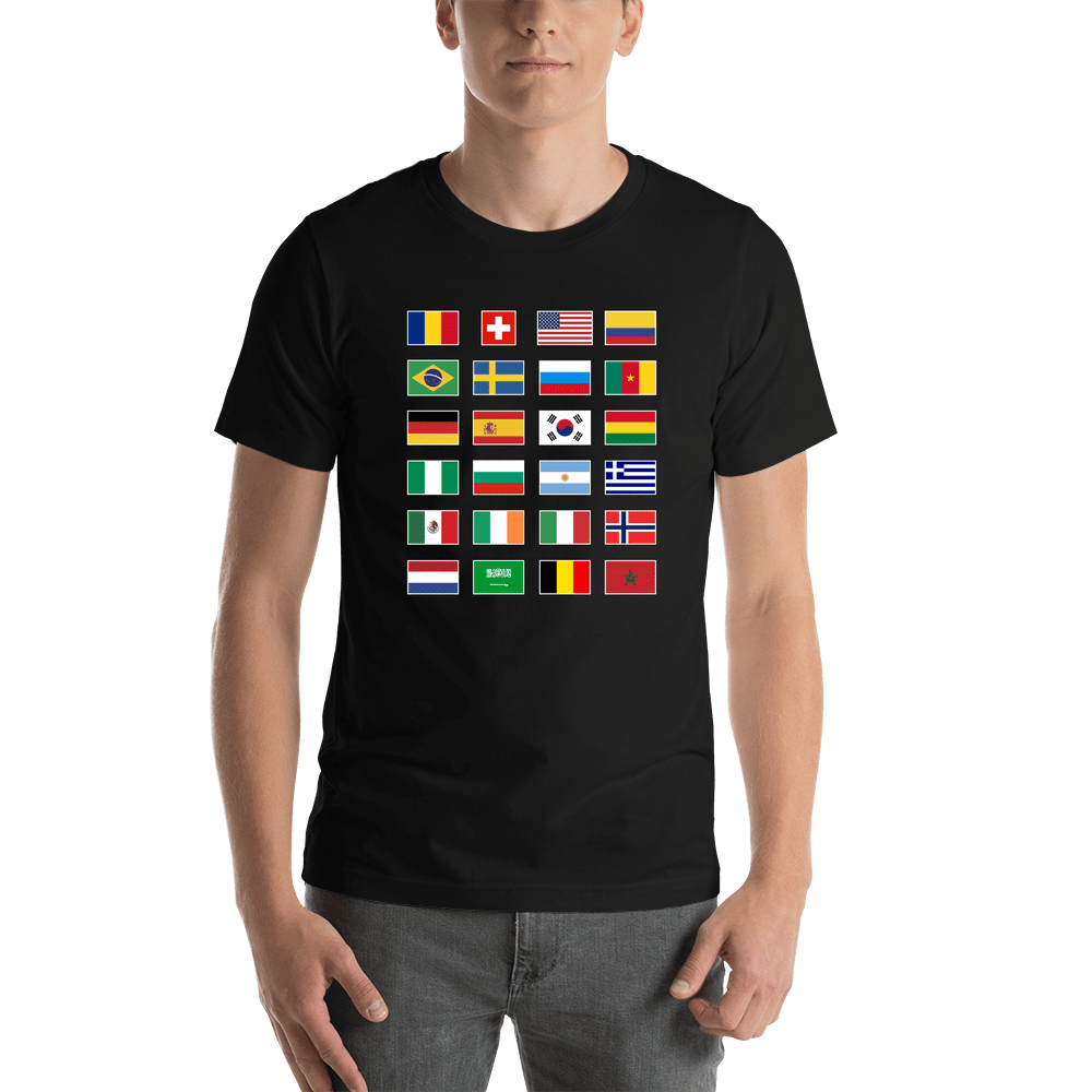 1994 World Cup Flags T-Shirt - Black - Shirt View