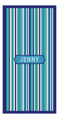 Thumbnail for Personalized 5 Color Stripes 2 Repeat Beach Towel - Vertical - Oblong Frame - Front View