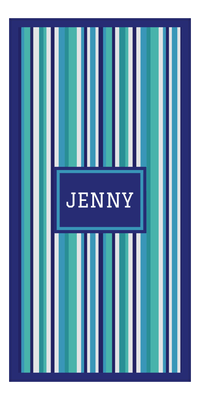 Thumbnail for Personalized 5 Color Stripes 2 Repeat Beach Towel - Vertical - Rectangle Frame - Front View