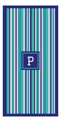 Thumbnail for Personalized 5 Color Stripes 2 Repeat Beach Towel - Vertical - Square Frame - Front View