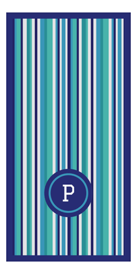Thumbnail for Personalized 5 Color Stripes 2 Repeat Beach Towel - Vertical - Circle Off Center Frame - Front View