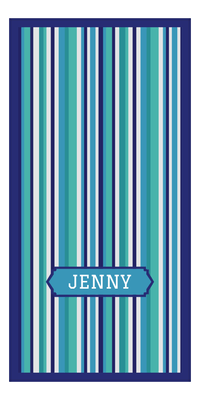 Thumbnail for Personalized 5 Color Stripes 2 Repeat Beach Towel - Vertical - Oblong Off Center Frame - Front View