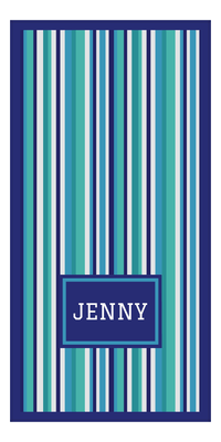 Thumbnail for Personalized 5 Color Stripes 2 Repeat Beach Towel - Vertical - Rectangle Off Center Frame - Front View