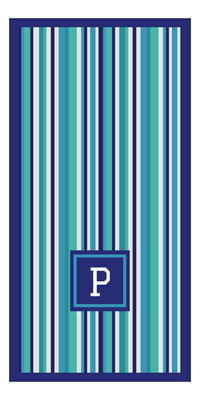 Thumbnail for Personalized 5 Color Stripes 2 Repeat Beach Towel - Vertical - Square Off Center Frame - Front View