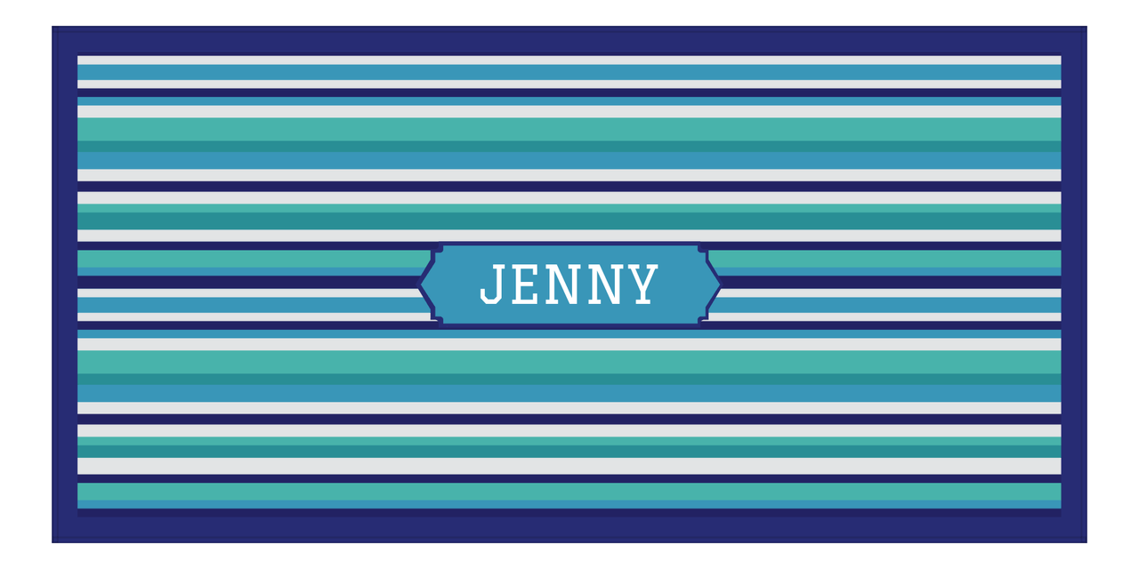 Personalized 5 Color Stripes 2 Repeat Beach Towel - Horizontal - Oblong Frame - Front View
