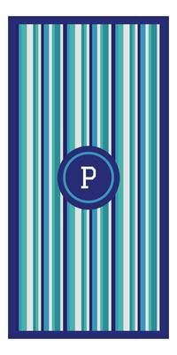 Thumbnail for Personalized 5 Color Stripes 3 Repeat Beach Towel - Vertical - Circle Frame - Front View