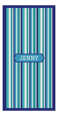 Thumbnail for Personalized 5 Color Stripes 3 Repeat Beach Towel - Vertical - Oblong Frame - Front View