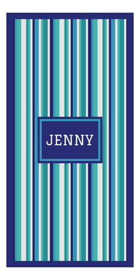 Thumbnail for Personalized 5 Color Stripes 3 Repeat Beach Towel - Vertical - Rectangle Frame - Front View