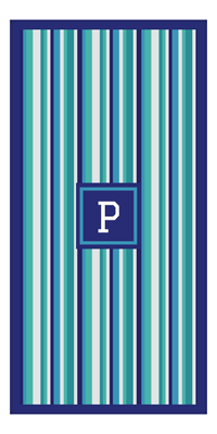 Thumbnail for Personalized 5 Color Stripes 3 Repeat Beach Towel - Vertical - Square Frame - Front View