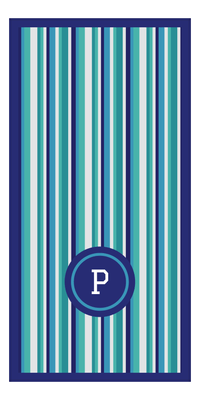 Thumbnail for Personalized 5 Color Stripes 3 Repeat Beach Towel - Vertical - Circle Off Center Frame - Front View