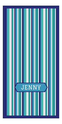 Thumbnail for Personalized 5 Color Stripes 3 Repeat Beach Towel - Vertical - Oblong Off Center Frame - Front View