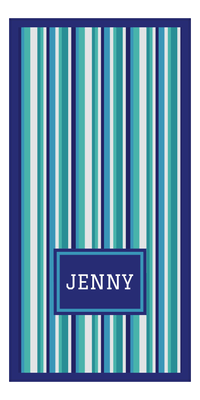 Thumbnail for Personalized 5 Color Stripes 3 Repeat Beach Towel - Vertical - Rectangle Off Center Frame - Front View