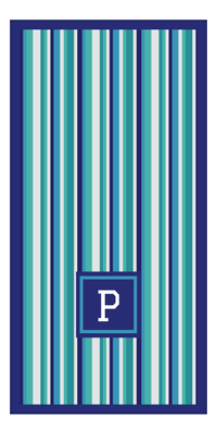 Thumbnail for Personalized 5 Color Stripes 3 Repeat Beach Towel - Vertical - Square Off Center Frame - Front View