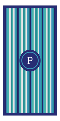 Thumbnail for Personalized 5 Color Stripes 4 Repeat Beach Towel - Vertical - Circle Frame - Front View