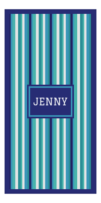 Thumbnail for Personalized 5 Color Stripes 4 Repeat Beach Towel - Vertical - Rectangle Frame - Front View
