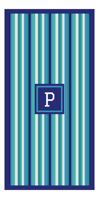 Thumbnail for Personalized 5 Color Stripes 4 Repeat Beach Towel - Vertical - Square Frame - Front View