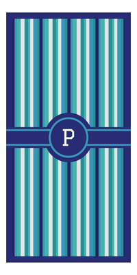 Thumbnail for Personalized 5 Color Stripes 4 Repeat Beach Towel - Vertical - Circle with Ribbon Frame - Front View