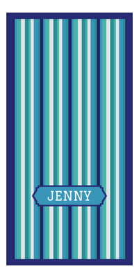 Thumbnail for Personalized 5 Color Stripes 4 Repeat Beach Towel - Vertical - Oblong Off Center Frame - Front View