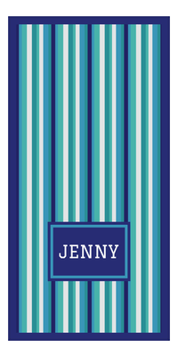 Thumbnail for Personalized 5 Color Stripes 4 Repeat Beach Towel - Vertical - Rectangle Off Center Frame - Front View