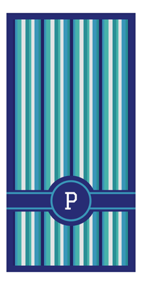 Thumbnail for Personalized 5 Color Stripes 4 Repeat Beach Towel - Vertical - Circle with Ribbon Off Center Frame - Front View