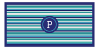 Thumbnail for Personalized 5 Color Stripes 3 Repeat Beach Towel - Horizontal - Circle Frame - Front View