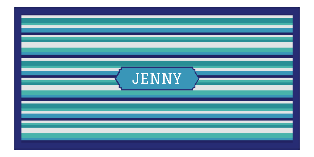 Personalized 5 Color Stripes 3 Repeat Beach Towel - Horizontal - Oblong Frame - Front View