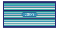 Thumbnail for Personalized 5 Color Stripes 3 Repeat Beach Towel - Horizontal - Oblong Frame - Front View