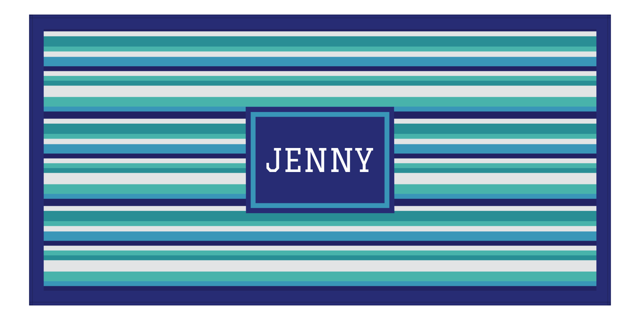 Personalized 5 Color Stripes 3 Repeat Beach Towel - Horizontal - Rectangle Frame - Front View