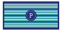 Thumbnail for Personalized 5 Color Stripes 4 Repeat Beach Towel - Horizontal - Circle Frame - Front View