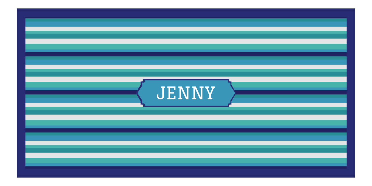 Personalized 5 Color Stripes 4 Repeat Beach Towel - Horizontal - Oblong Frame - Front View