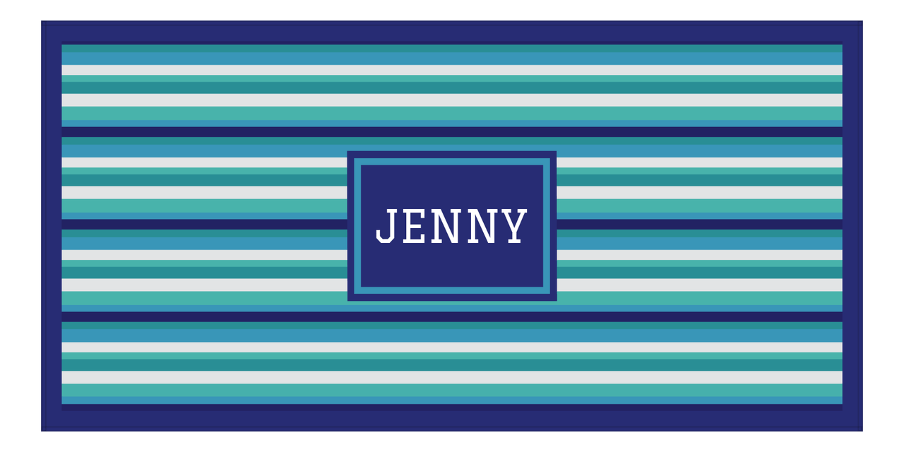 Personalized 5 Color Stripes 4 Repeat Beach Towel - Horizontal - Rectangle Frame - Front View