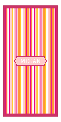 Thumbnail for Personalized 5 Color Stripes 2 Repeat Beach Towel - Vertical - Pink and Orange - Oblong Frame - Front View