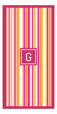 Thumbnail for Personalized 5 Color Stripes 2 Repeat Beach Towel - Vertical - Pink and Orange - Square Frame - Front View